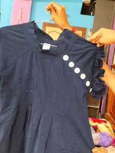 Dark Blue Top💙 With White Button 🤩💗