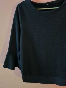 Navy Blue Shimmer Formal Office Wear Top
