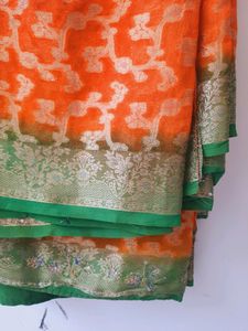 Embellished Orange Saree