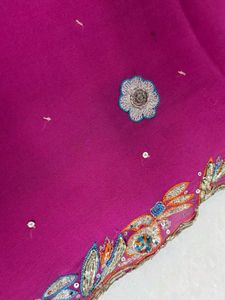 Magenta Saree With Emblished Border