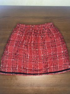 winter Red Plaid Skirt Korean
