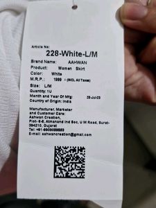 White Drawstring Slit Skirt