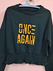 Dark Green Cropped Sweatshirt