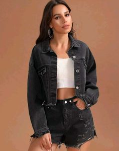 Black Cropped Denim Jacket