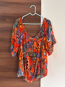 Tropical Plus Size Print Top