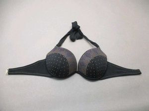 Patterned Black Bikini Top 34B