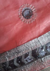 baby pink silver chamki  georget saree