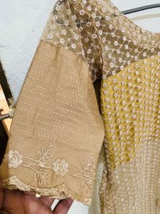 Golden Net Shimry Short Kurti