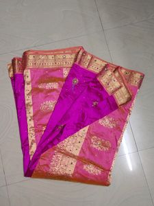 Pink &amp; Gold Embellished Sari
