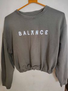 Olive Green Balance Cropped Sweatshirt