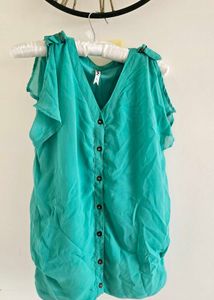 Aqua Button-Down Top