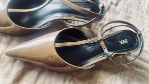 Zara  Strappy sling back kitten heels