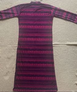 Patterned Purple Stretchable Kurta