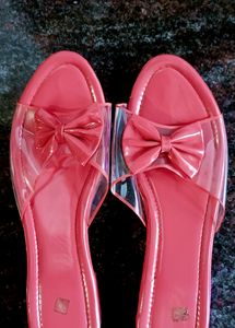 Pink Bow Jelly Slides