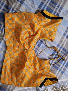 Orange & Gold Checkered Blouse