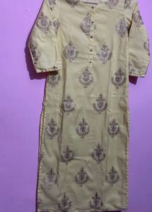 Yellow Embroidered Kurti