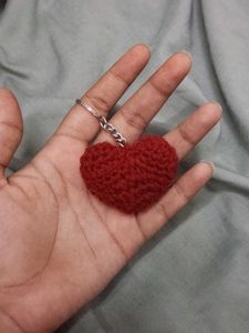 Red Crochet Heart Keychain