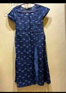 Navy Blue Printed Kurta