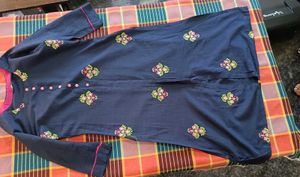 Embroidered Navy Kurti