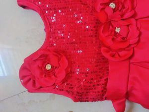 Baby Girl Red Party Dress And Cute Booties