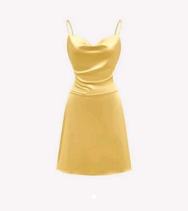 Yellow Satin Mini Dress