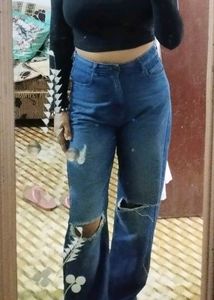 tokyo talkies Ripped Wide Leg Jeans