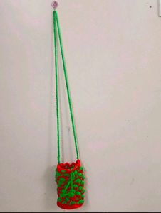 Handmade Crochet 🍓 Drawstring Bag