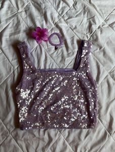 Sparkly y2k Lavender Crop Top