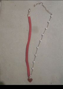 Korean Hair Accessory Set And heart Pearl Necklace