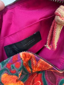 zara Floral Embroidered Pouch