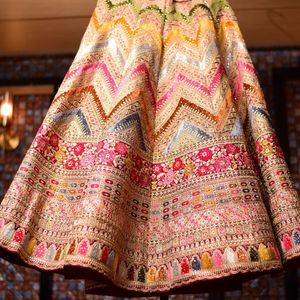 Stunning Bridal Lehenga + Choli + 2 Dupatta Set