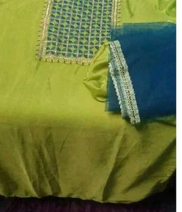 Elegant Green &amp; Blue Embroidered Salwar Kameez