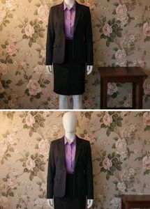 Purple Shirt with Blazer & Skirt Combo.