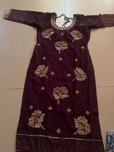 Purple &amp; Gold Embellished Fabric