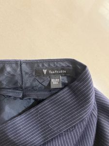 Van Huesen Striped Dark Blue Formal Trousers