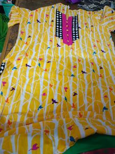 Yellow Bird Print Tunic Top