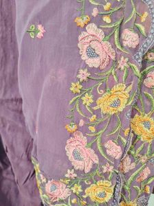 Purple Embroidered Kurta Palazzo Set