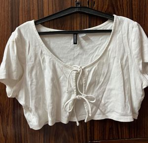 Cute White Tie-Front Top