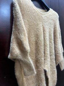 Stylish Beige Knit Tunic Top