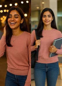 MANGO brand Pink Knit Long Sleeve Top