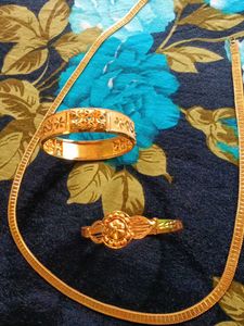 gold plated chain and bangle with bracelet