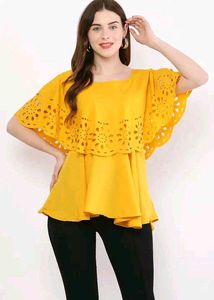 Cut Work Fashionable Trendy Falared Top