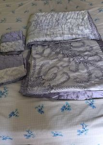Jaipur Floral Quilted Bedspread - Lavender &amp; Cream