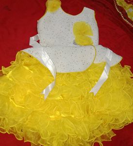 Yellow &amp; White Barbie Dress