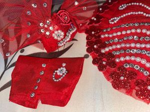 Red Jeweled Dress for Deity