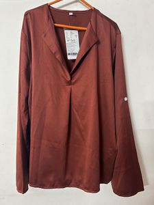 Elegant Brown Long Sleeve Top