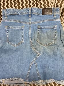 Two-Tone Denim Mini Skirt