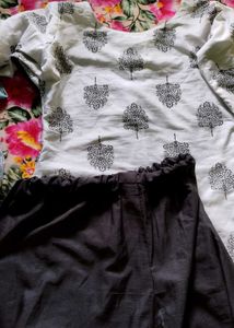 BLACK &amp; WHITE kurti Palazzo Set