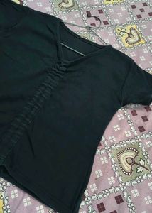 Cute Black V-Neck Top
