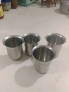 Set of Four Steel Tumblers,used